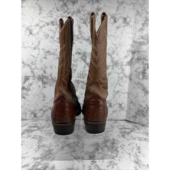 Tony Lama Mens Vintage Exotic Lizard Skin Western Cowboy Boots Size 11 Brown - Picture 5 of 9